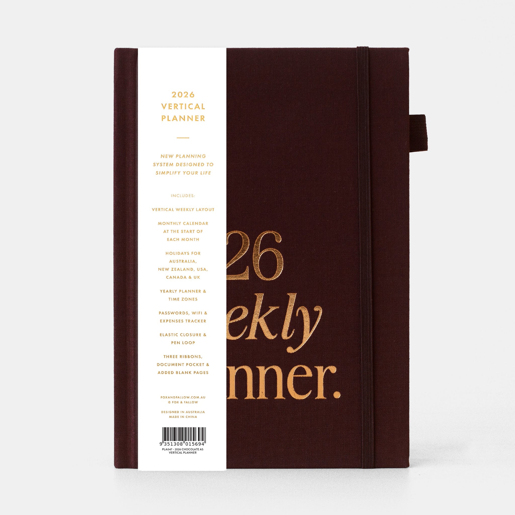 2026 A5 Vertical Planner | Chocolate