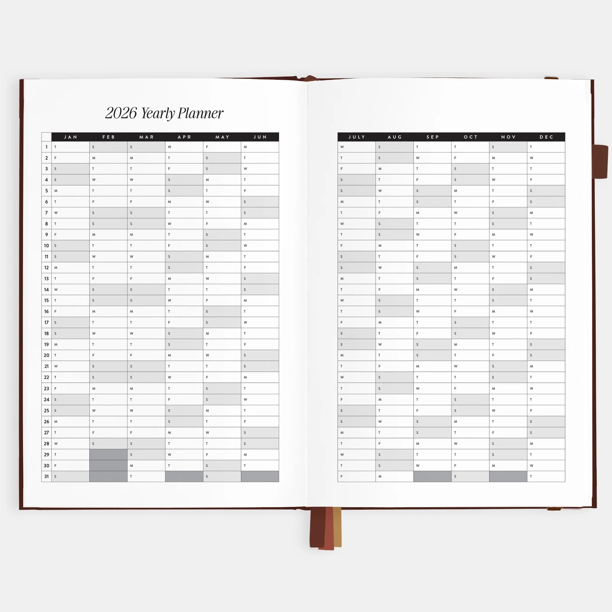 2026 A5 Vertical Planner | Chocolate