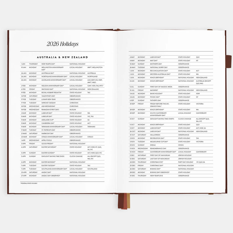 2026 A5 Vertical Planner | Chocolate