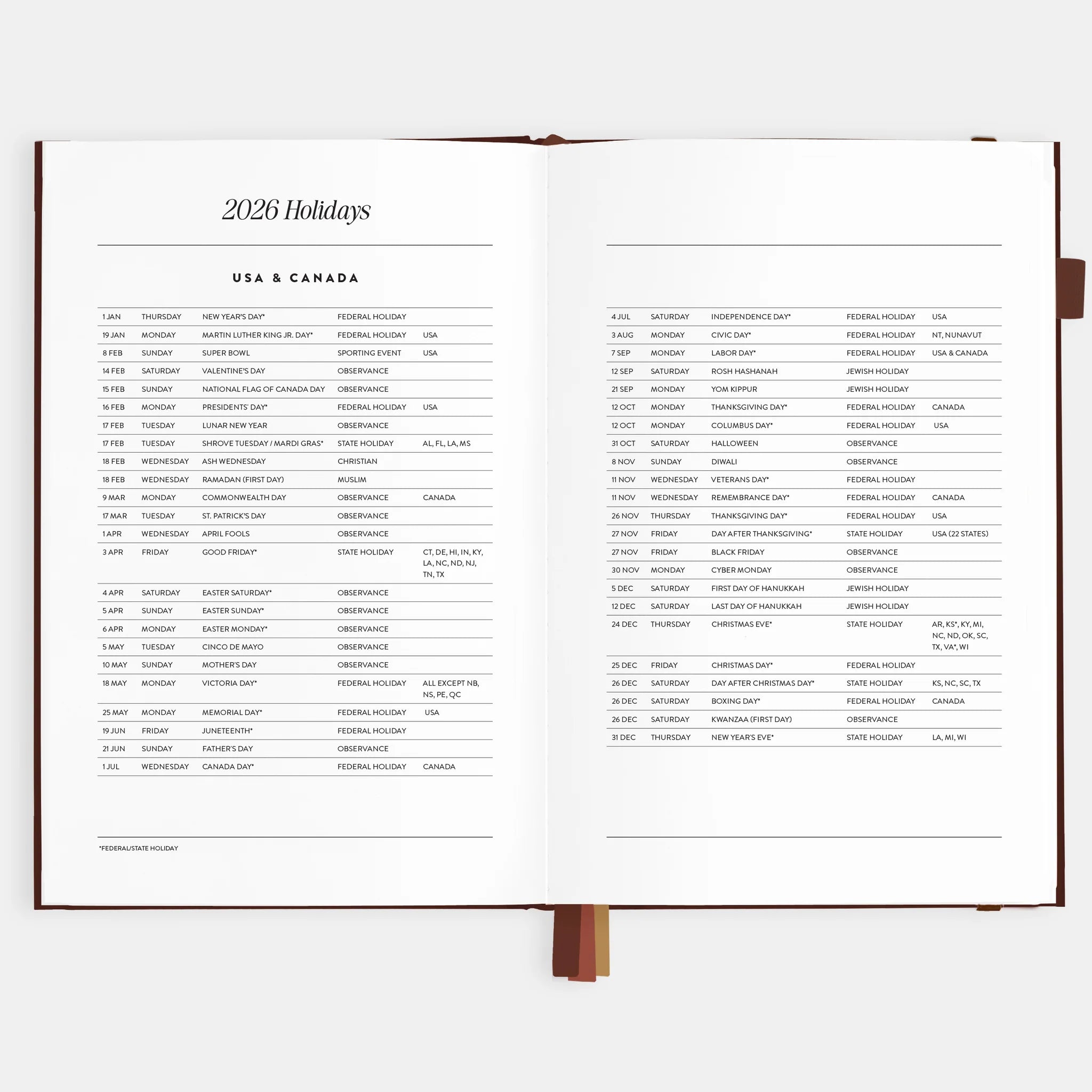 2026 A5 Vertical Planner | Chocolate