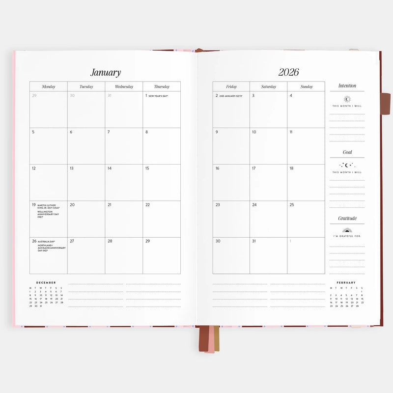 2026 A5 Vertical Planner | Burgundy Stripe