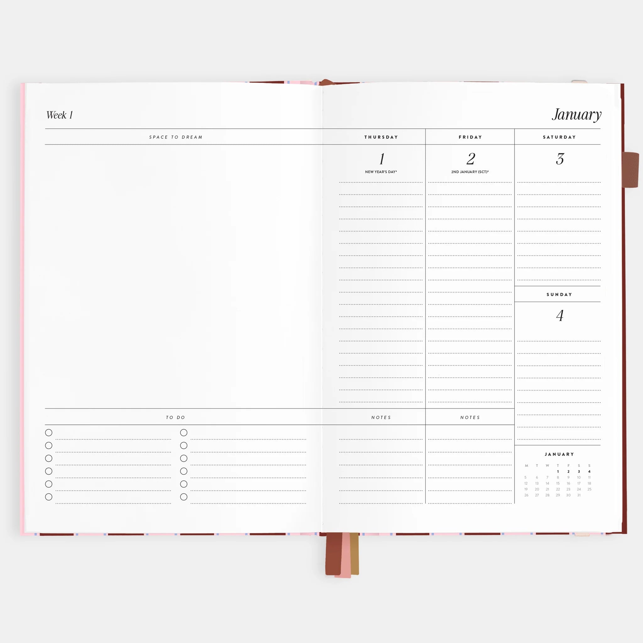 2026 A5 Vertical Planner | Burgundy Stripe