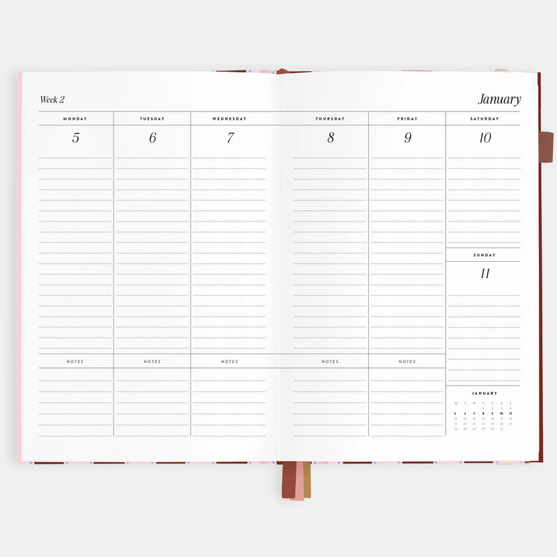 2026 A5 Vertical Planner | Burgundy Stripe