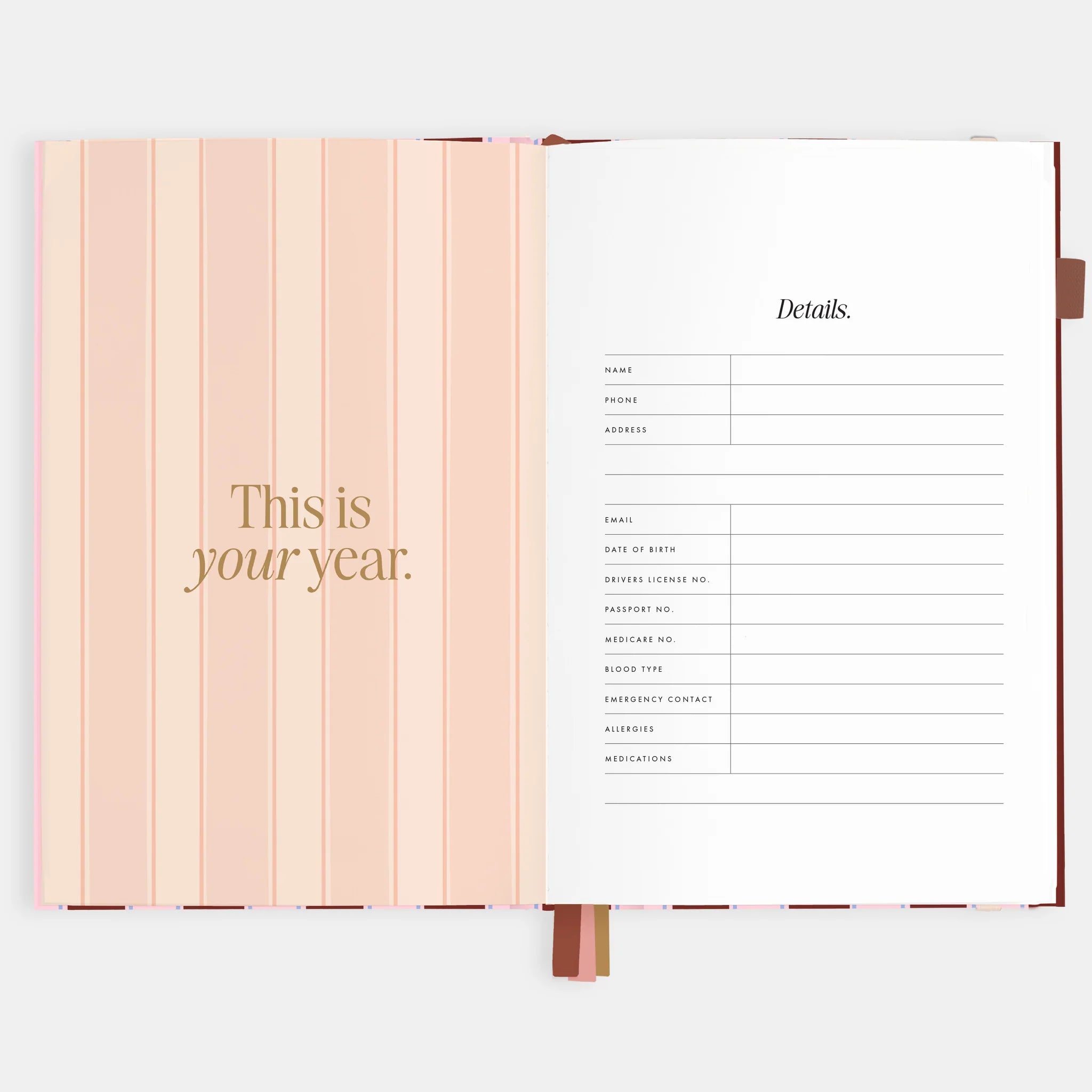 2026 A5 Vertical Planner | Burgundy Stripe