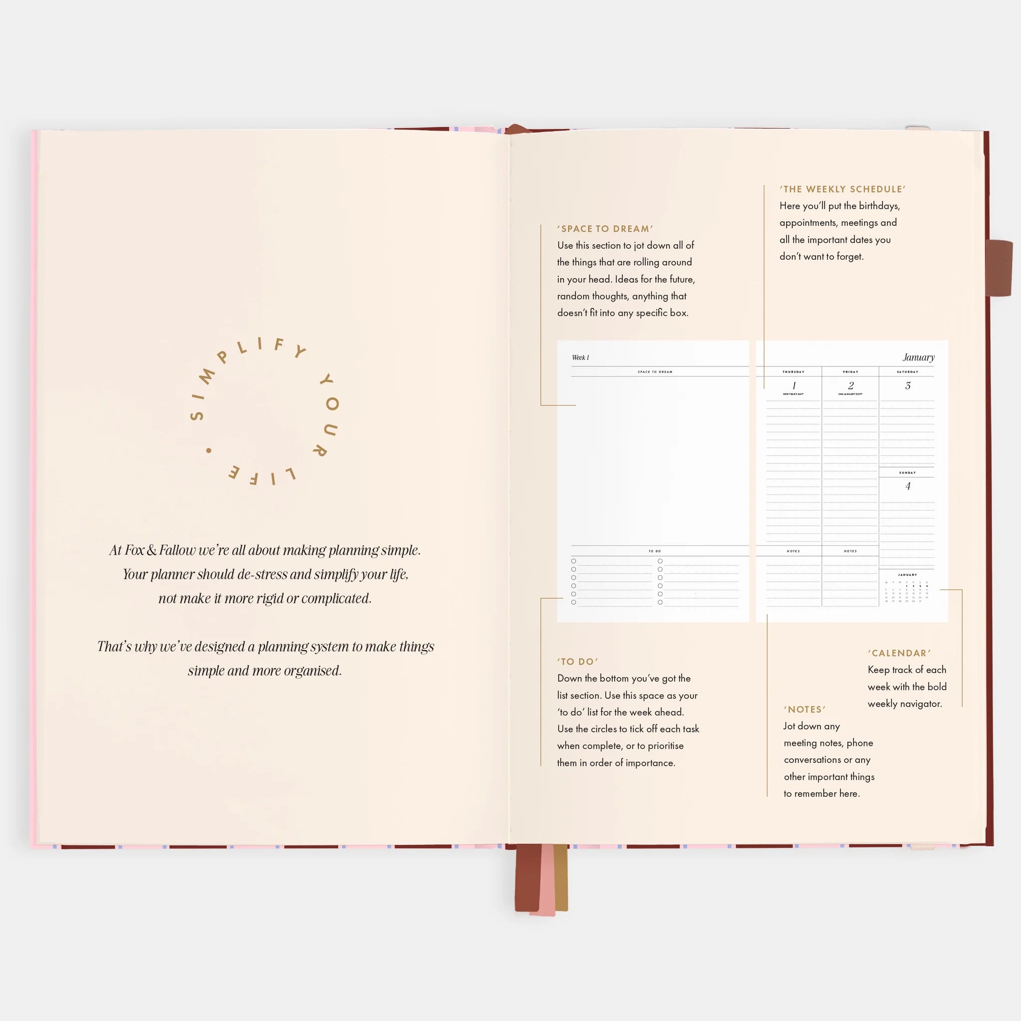 2026 A5 Vertical Planner | Burgundy Stripe