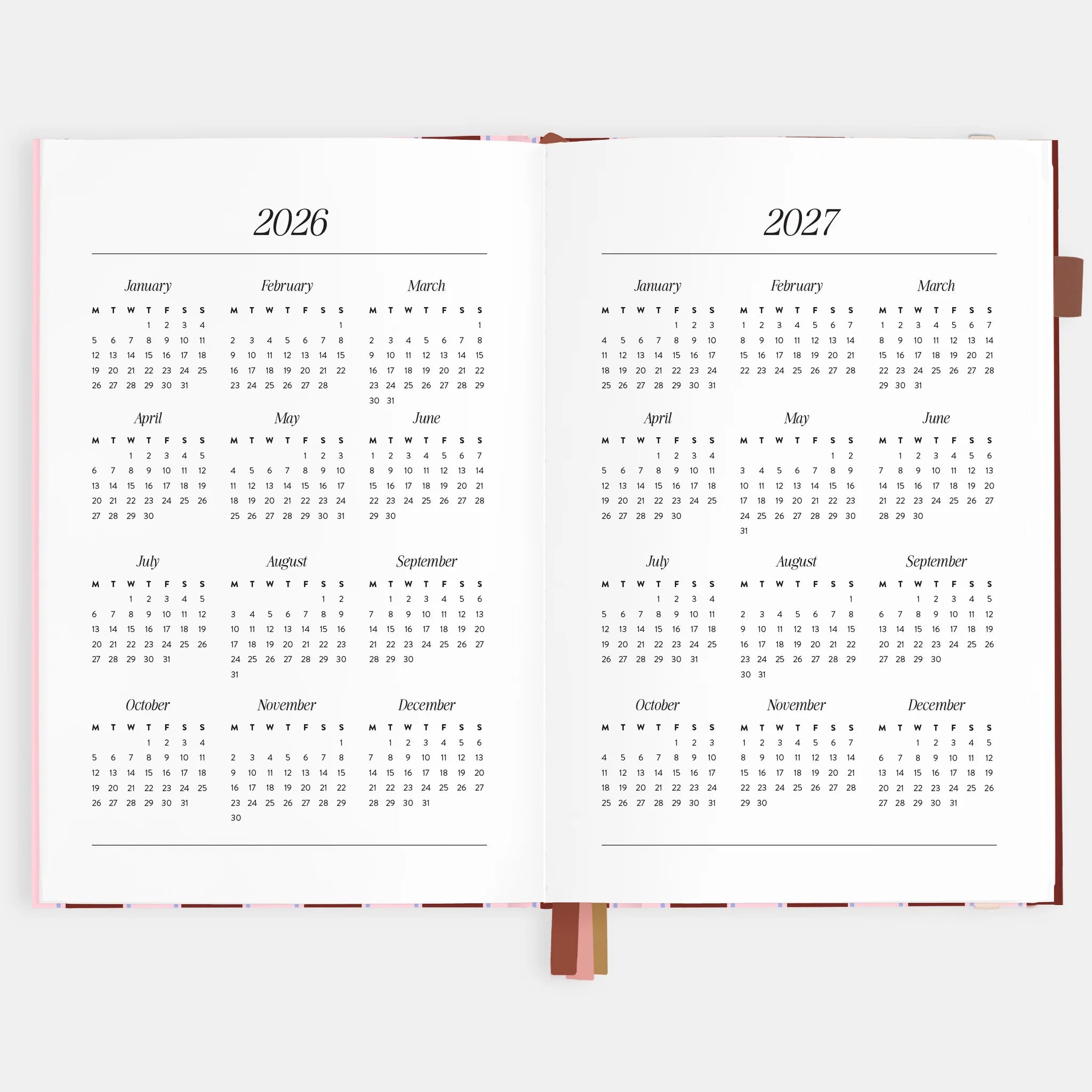 2026 A5 Vertical Planner | Burgundy Stripe