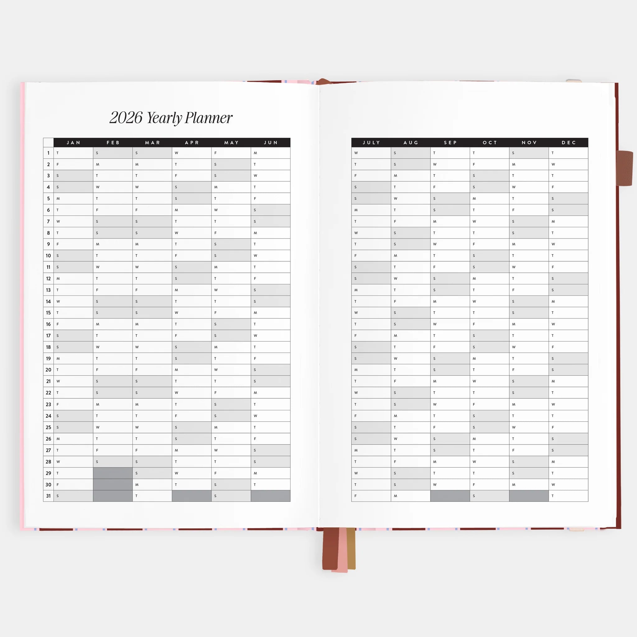 2026 A5 Vertical Planner | Burgundy Stripe