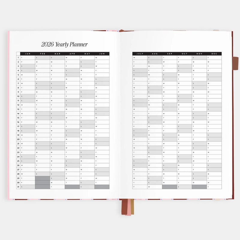 2026 A5 Vertical Planner | Burgundy Stripe