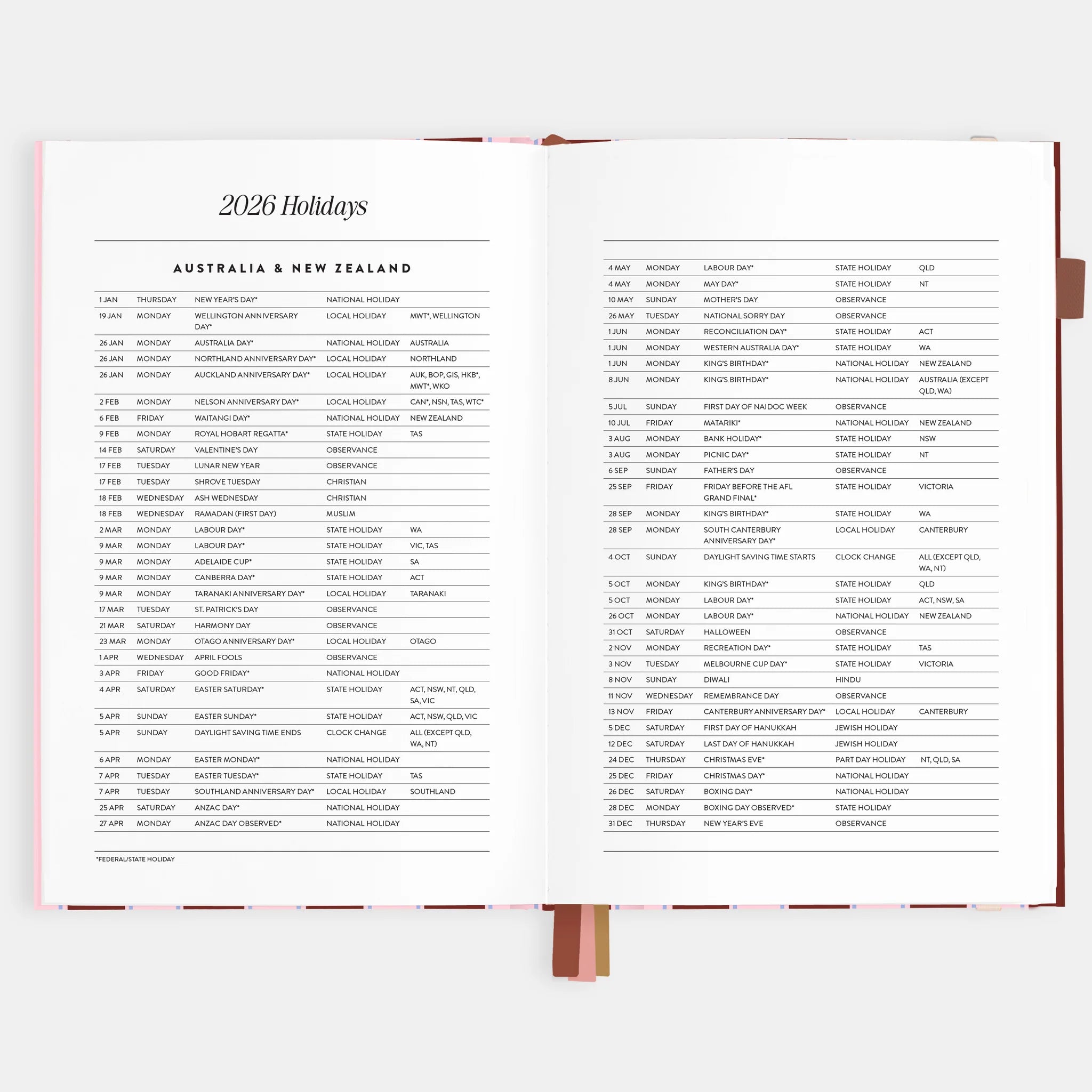 2026 A5 Vertical Planner | Burgundy Stripe