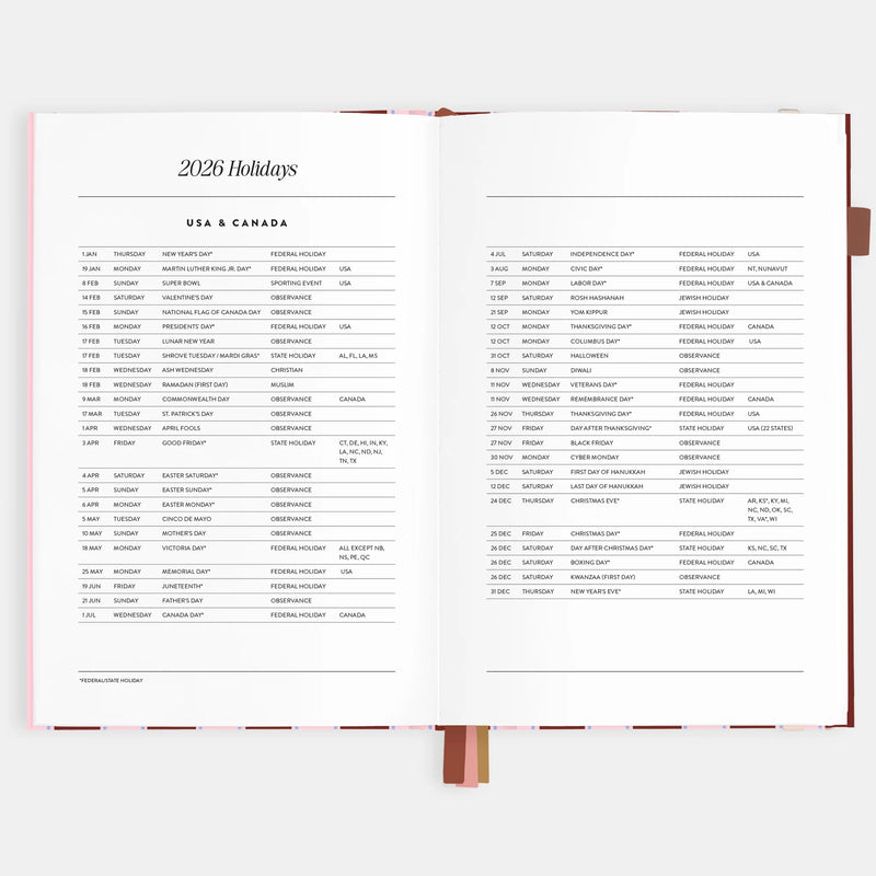 2026 A5 Vertical Planner | Burgundy Stripe