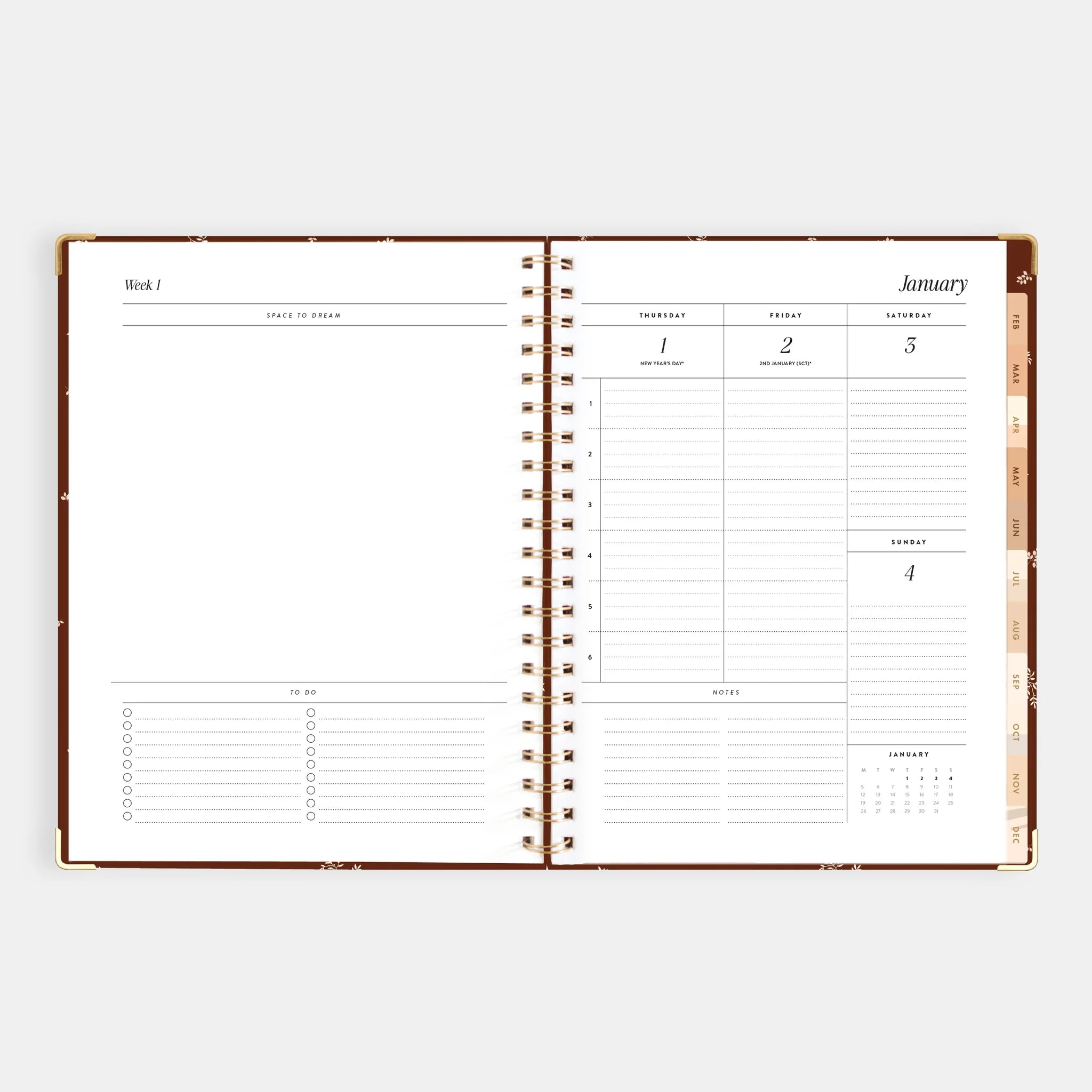 2026 A4 Academic Vertical Planner | Raspberry