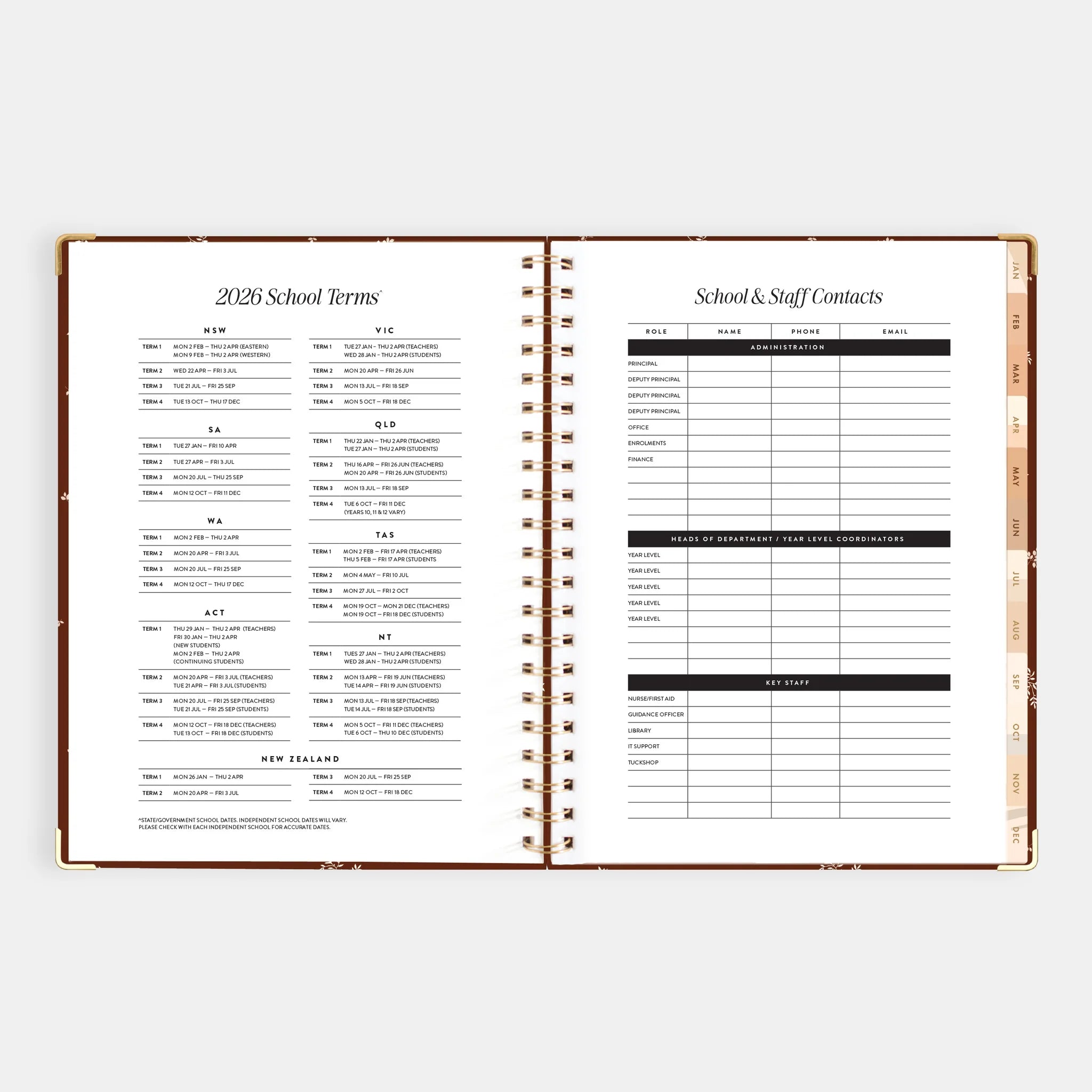 2026 A4 Academic Vertical Planner | Raspberry