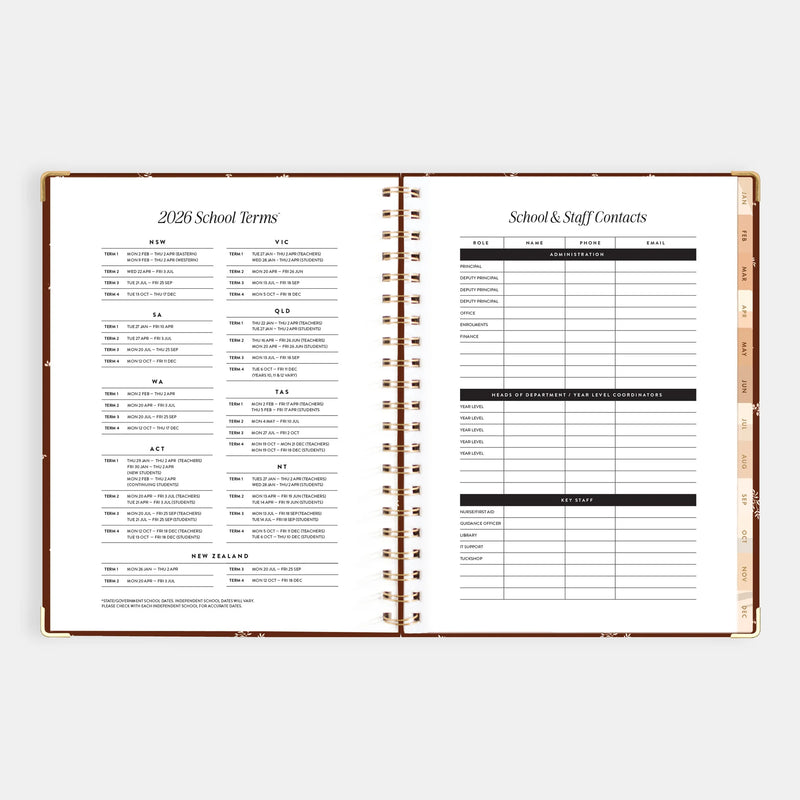 2026 A4 Academic Vertical Planner | Raspberry