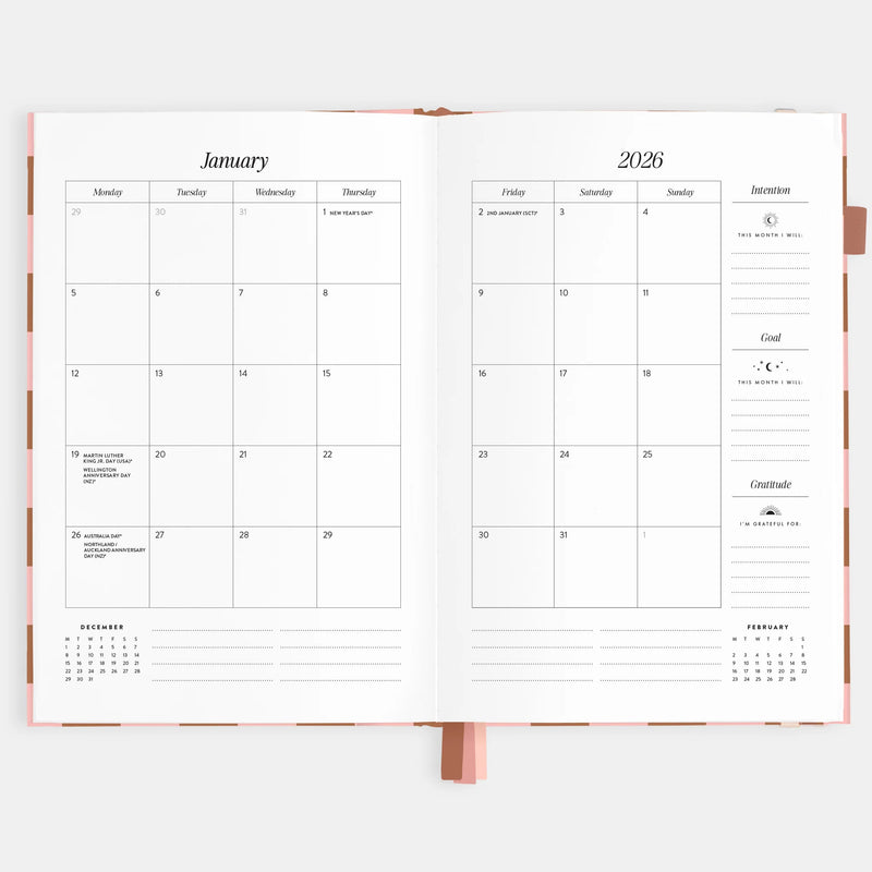 2026 A5 Vertical Planner | Rose Check