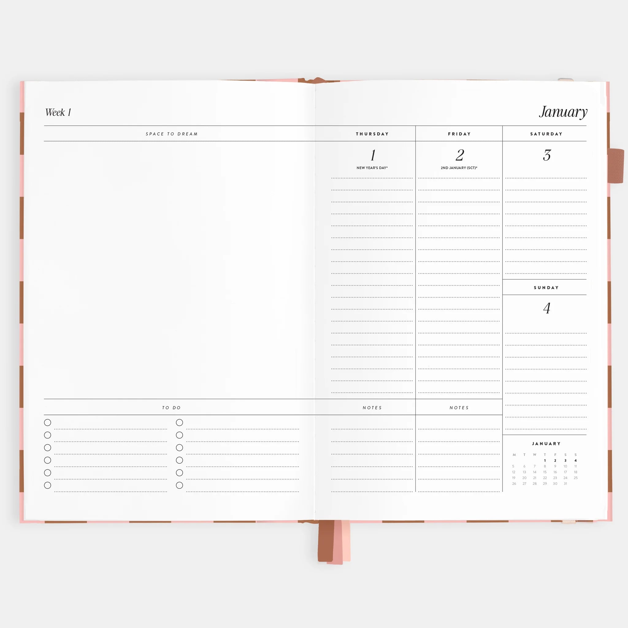 2026 A5 Vertical Planner | Rose Check
