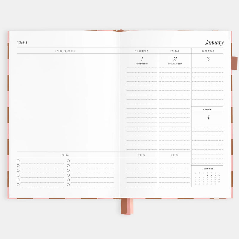 2026 A5 Vertical Planner | Rose Check