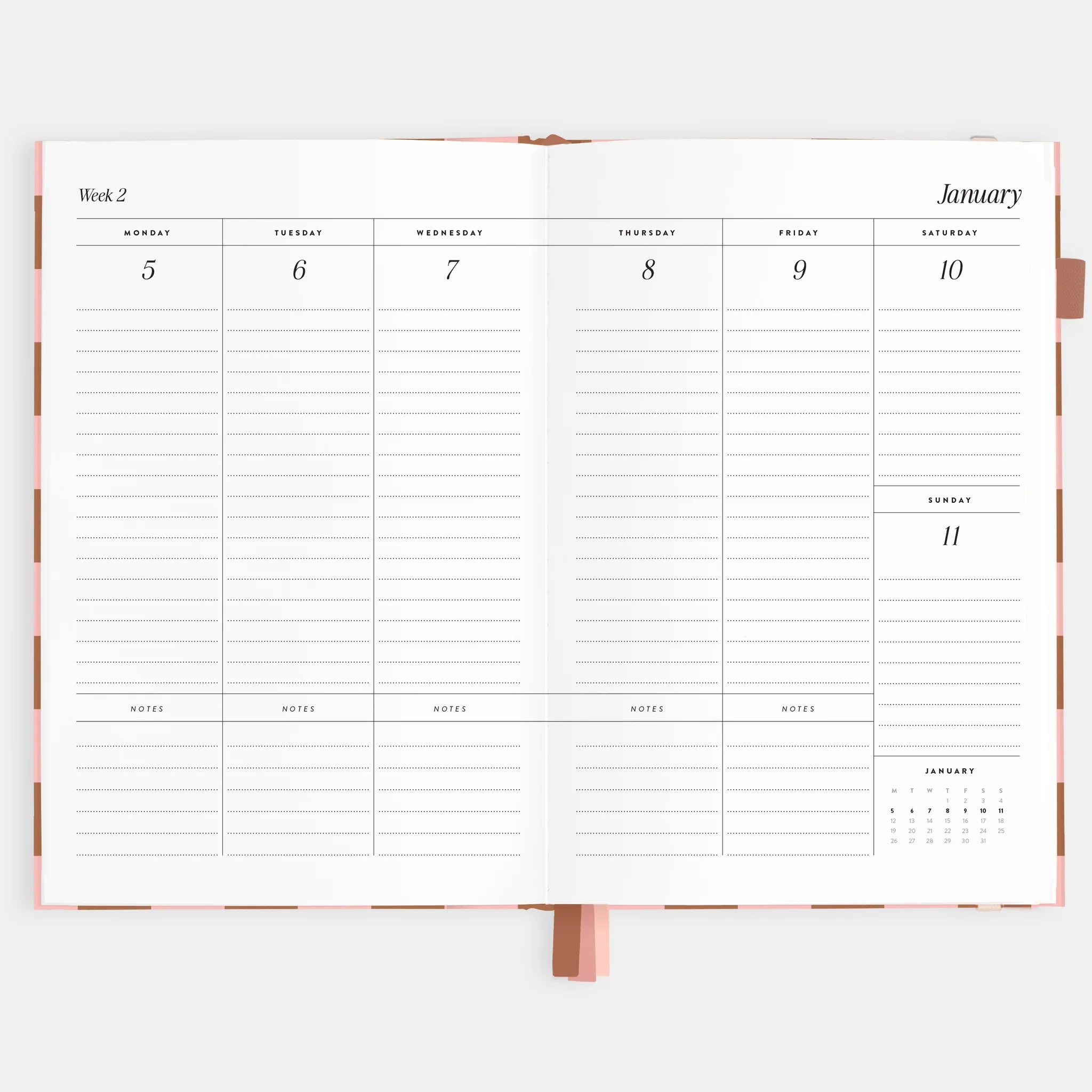 2026 A5 Vertical Planner | Rose Check