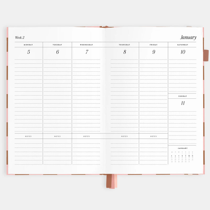 2026 A5 Vertical Planner | Rose Check
