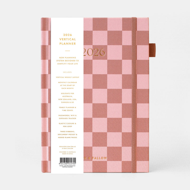 2026 A5 Vertical Planner | Rose Check