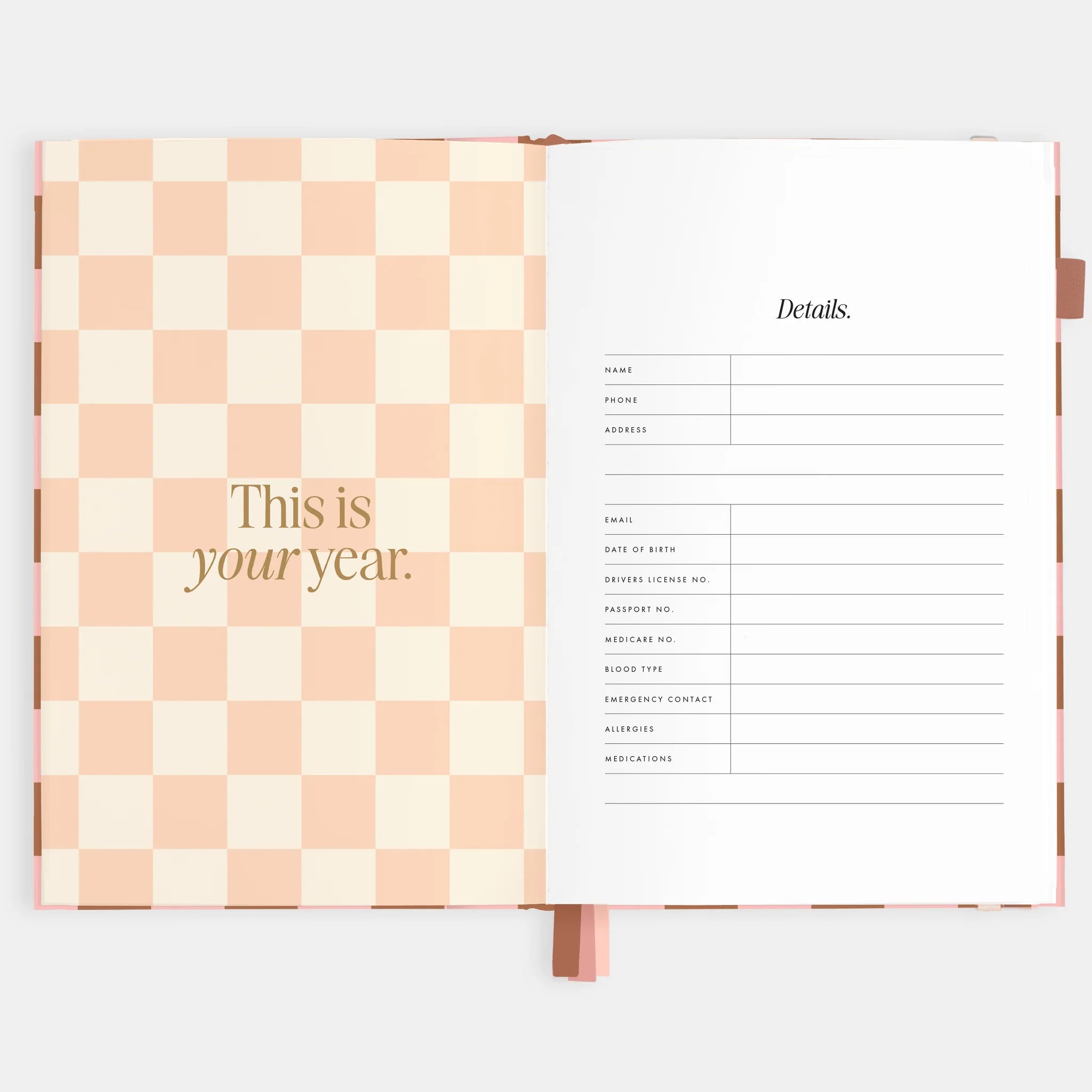 2026 A5 Vertical Planner | Rose Check