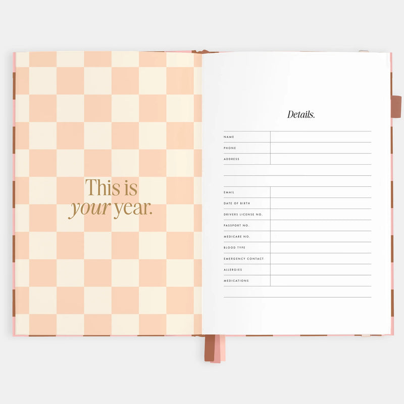 2026 A5 Vertical Planner | Rose Check