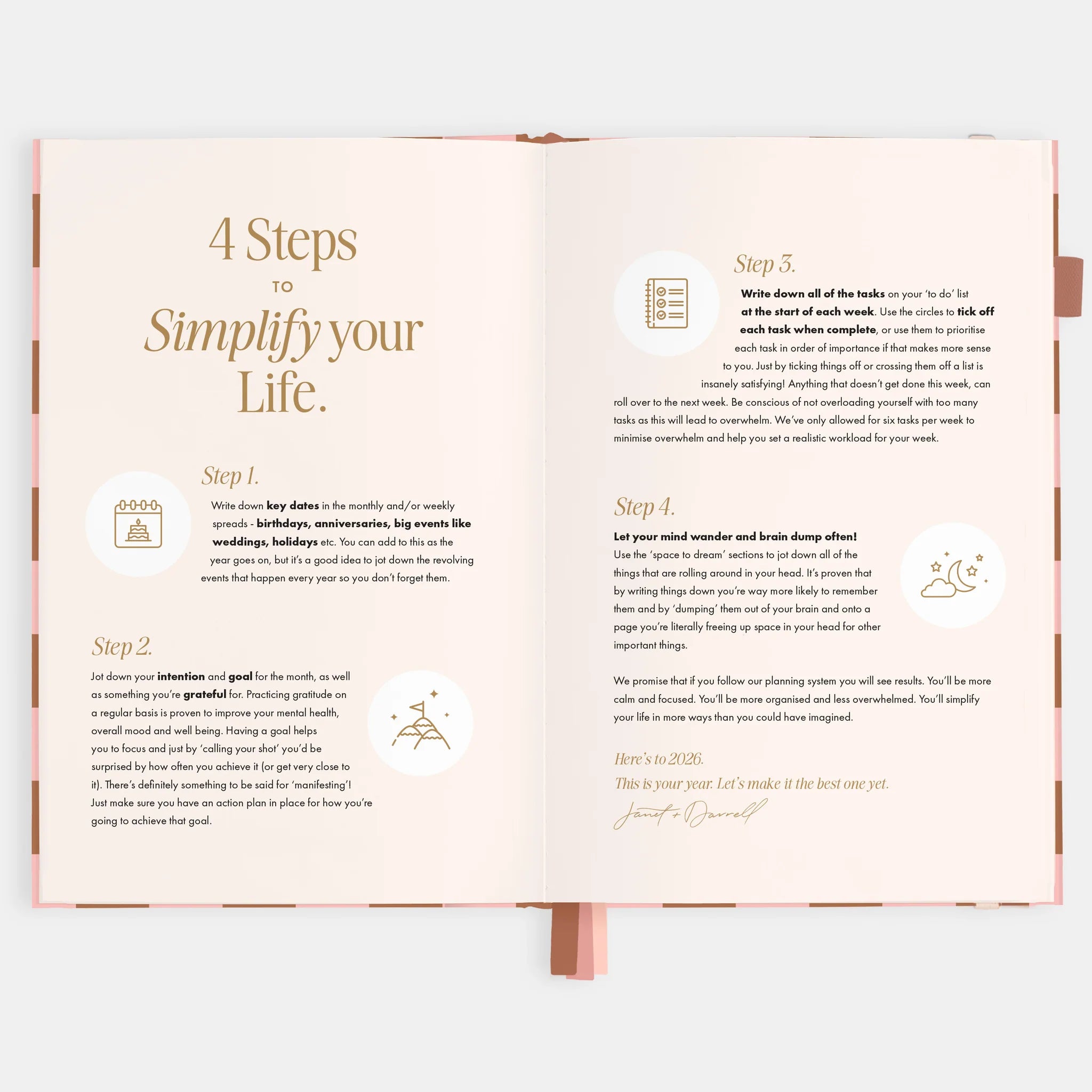 2026 A5 Vertical Planner | Rose Check