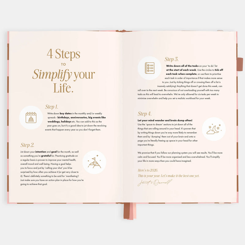 2026 A5 Vertical Planner | Rose Check