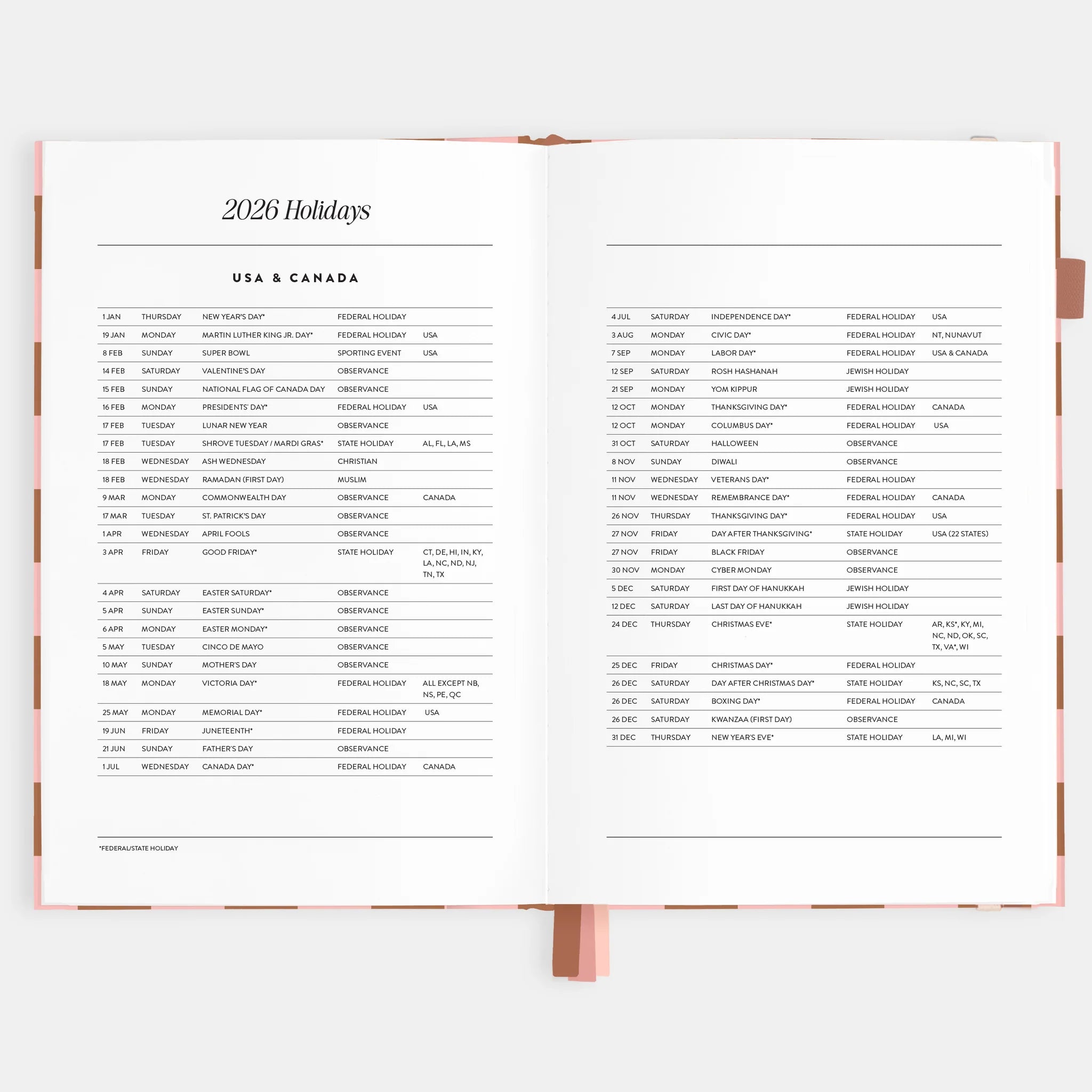 2026 A5 Vertical Planner | Rose Check