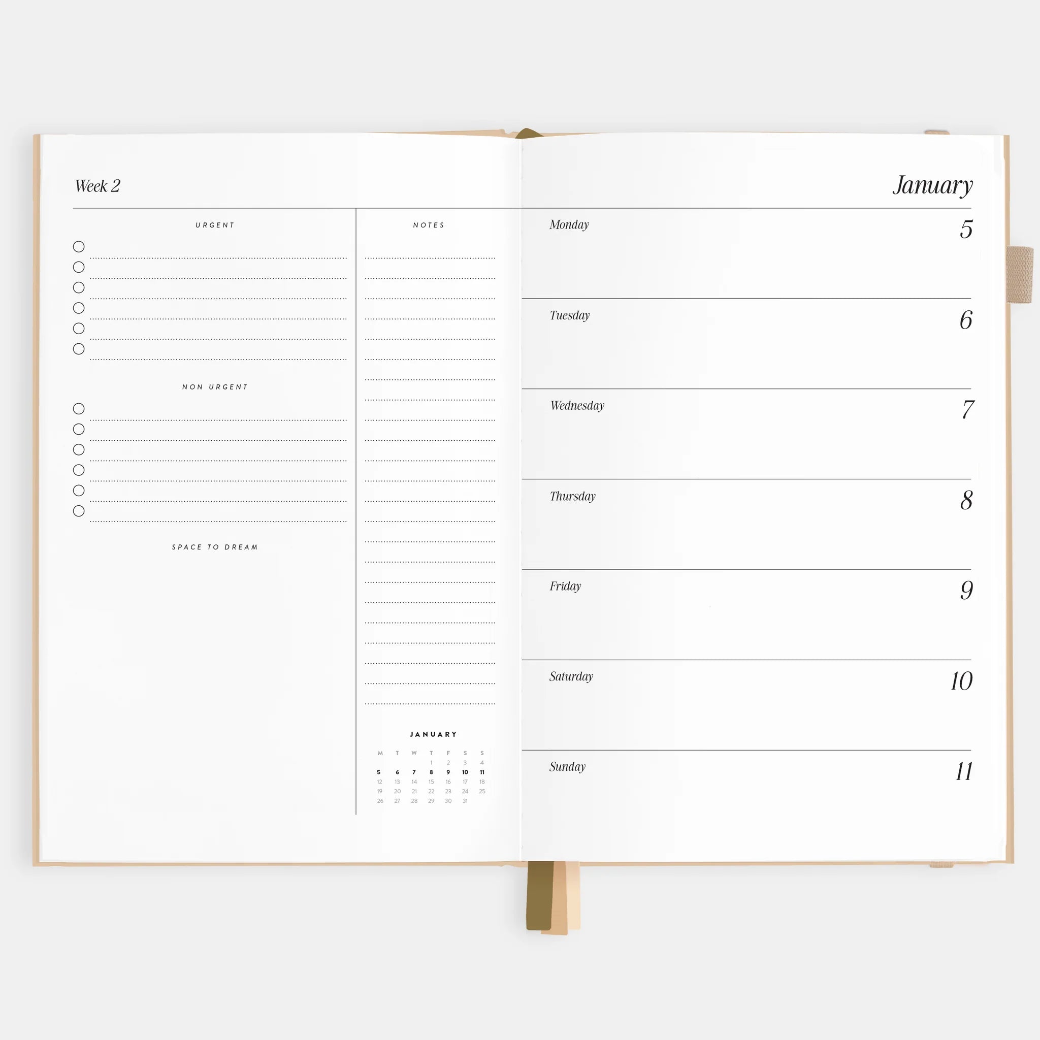 2026 A5 Horizontal Planner | Taupe