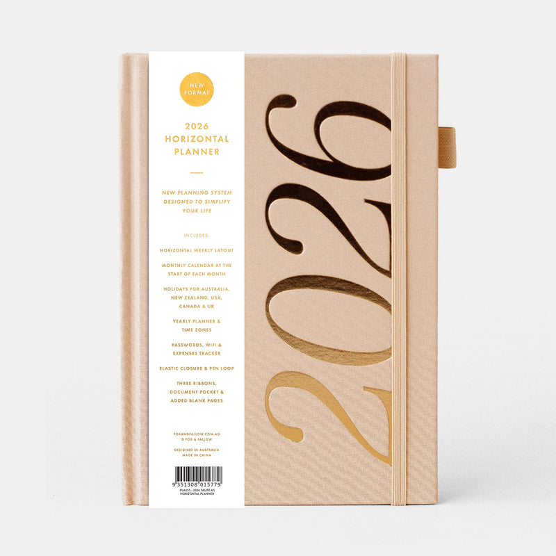 2026 A5 Horizontal Planner | Taupe