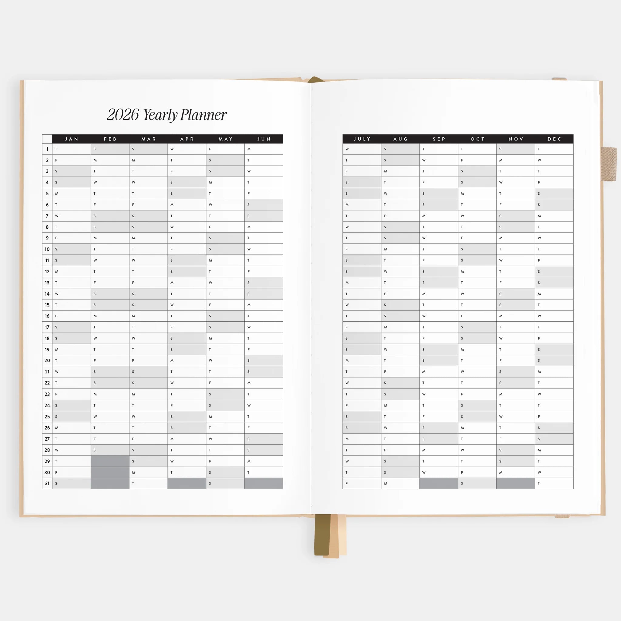 2026 A5 Horizontal Planner | Taupe
