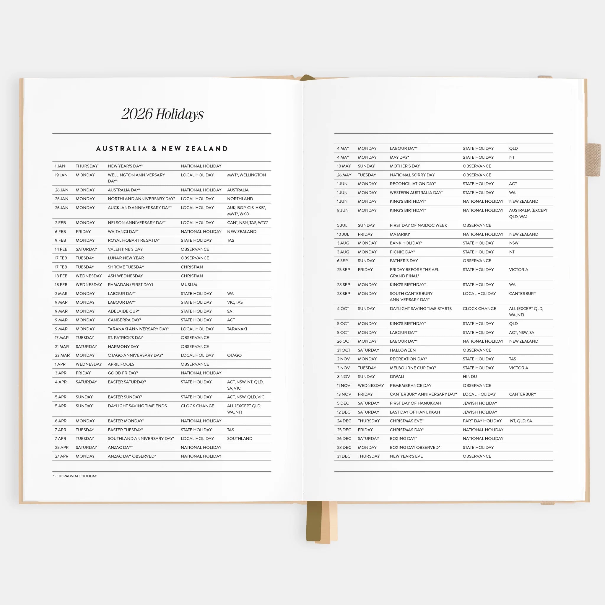 2026 A5 Horizontal Planner | Taupe
