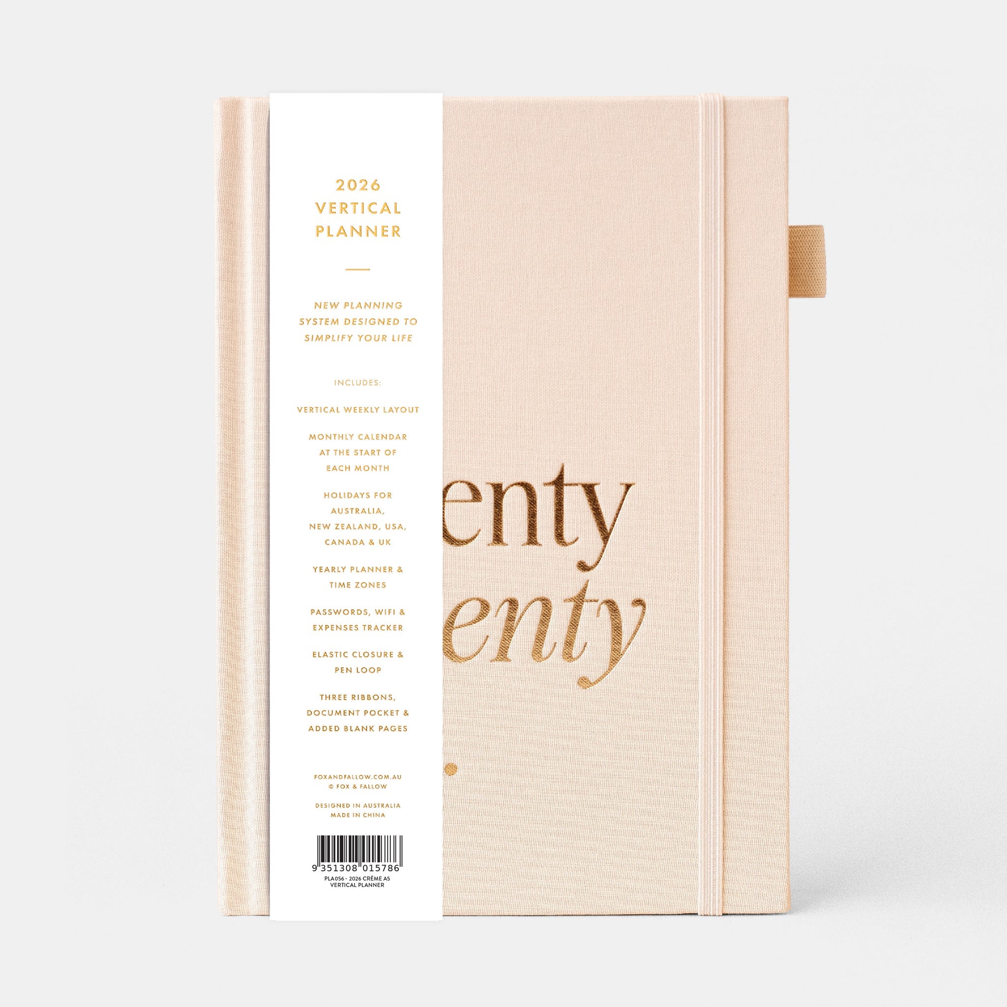 2026 A5 Vertical Planner | Creme