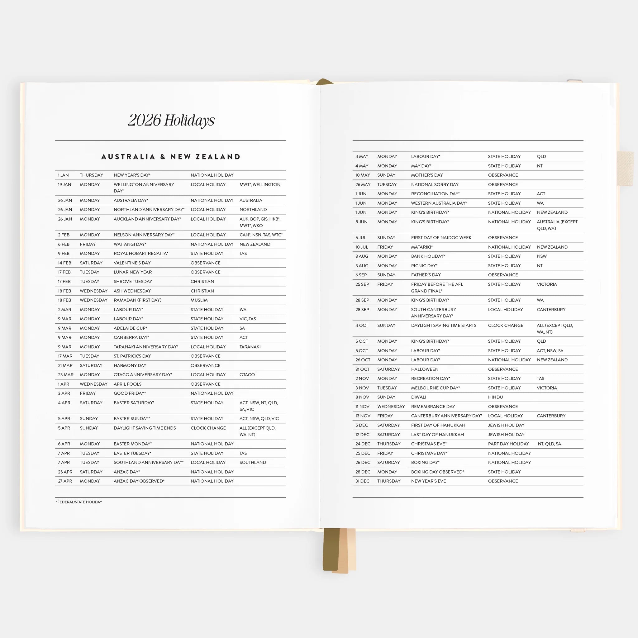 2026 A5 Vertical Planner | Creme