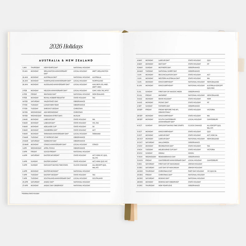 2026 A5 Vertical Planner | Creme