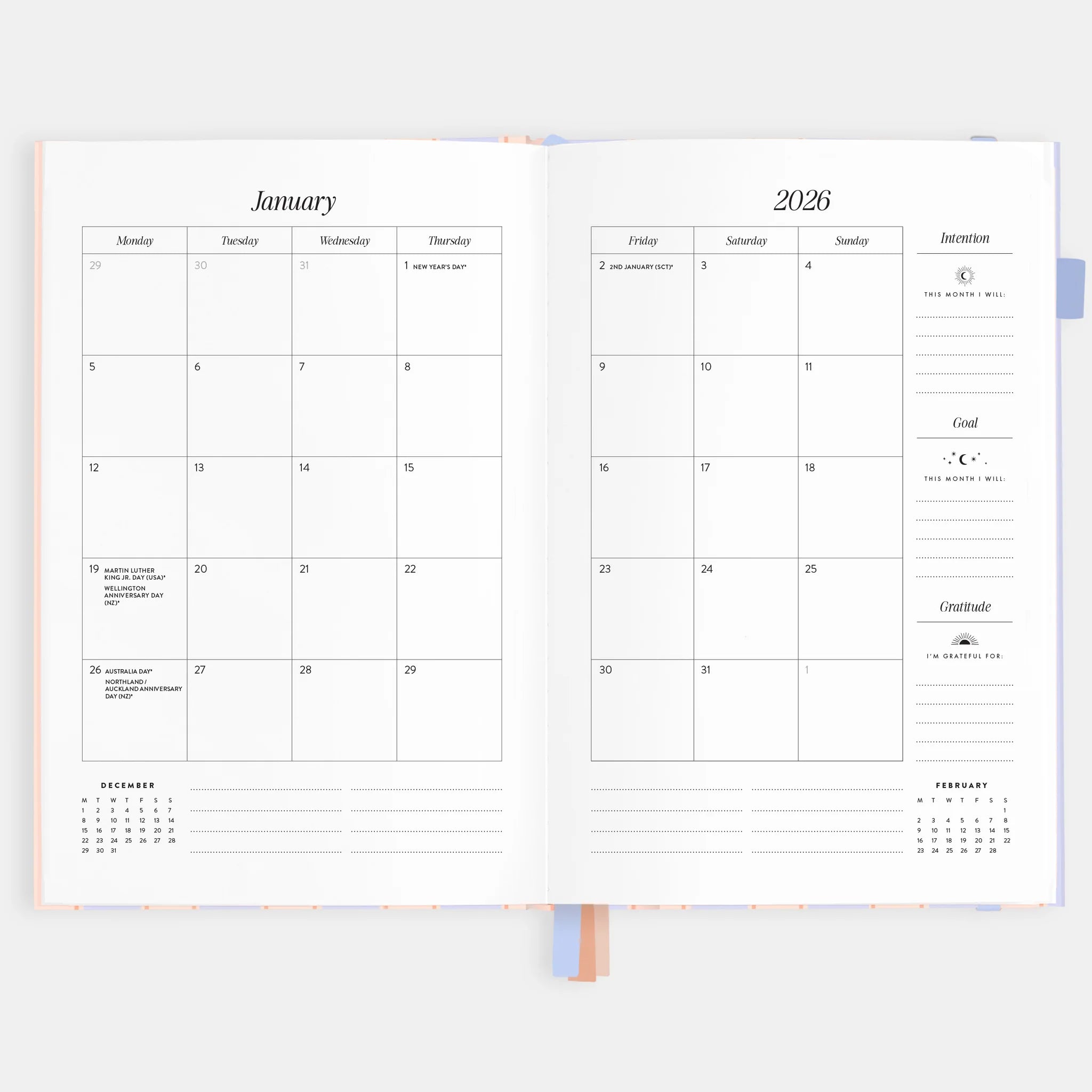 2026 A5 Academic Vertical Planner | Powder Stripe