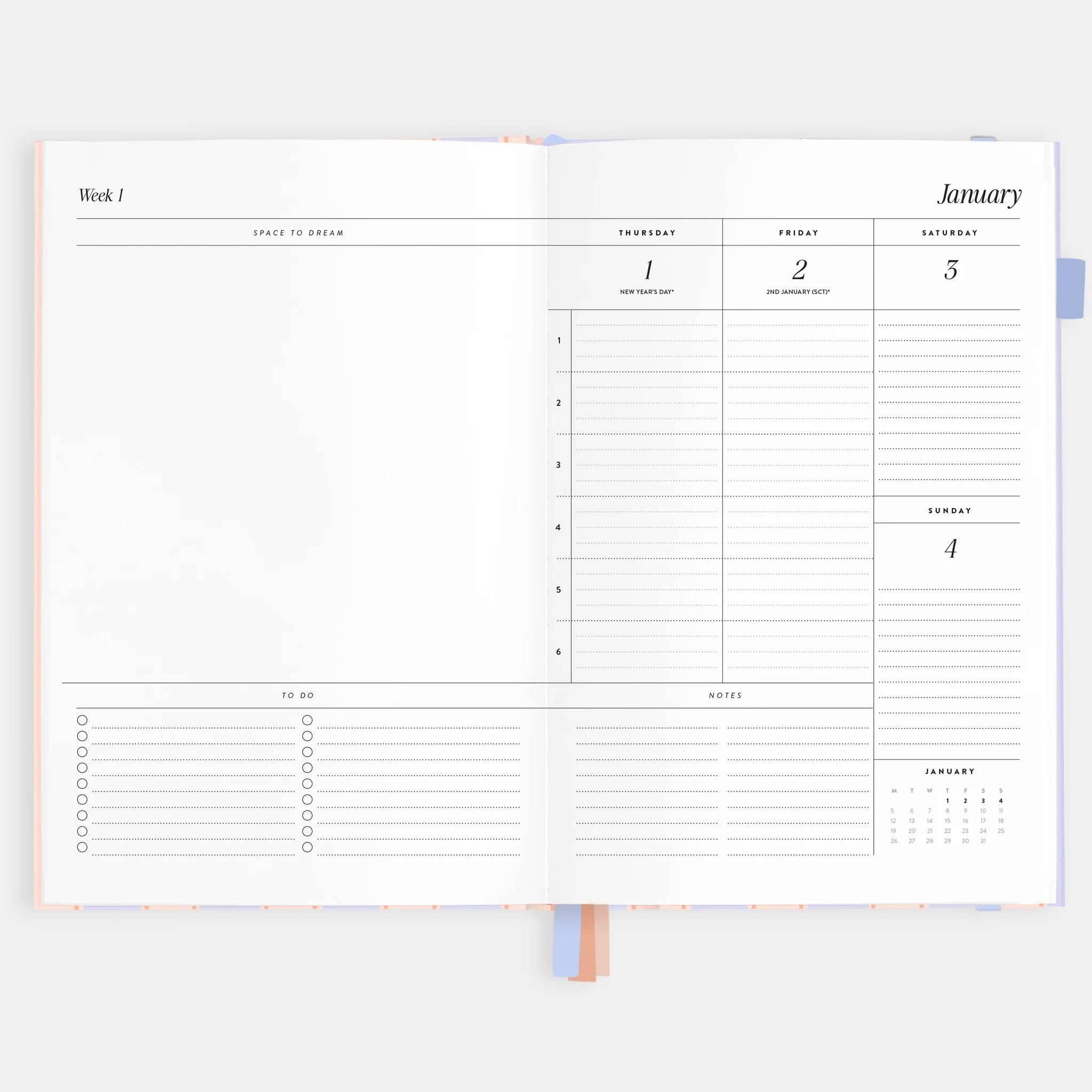 2026 A5 Academic Vertical Planner | Powder Stripe