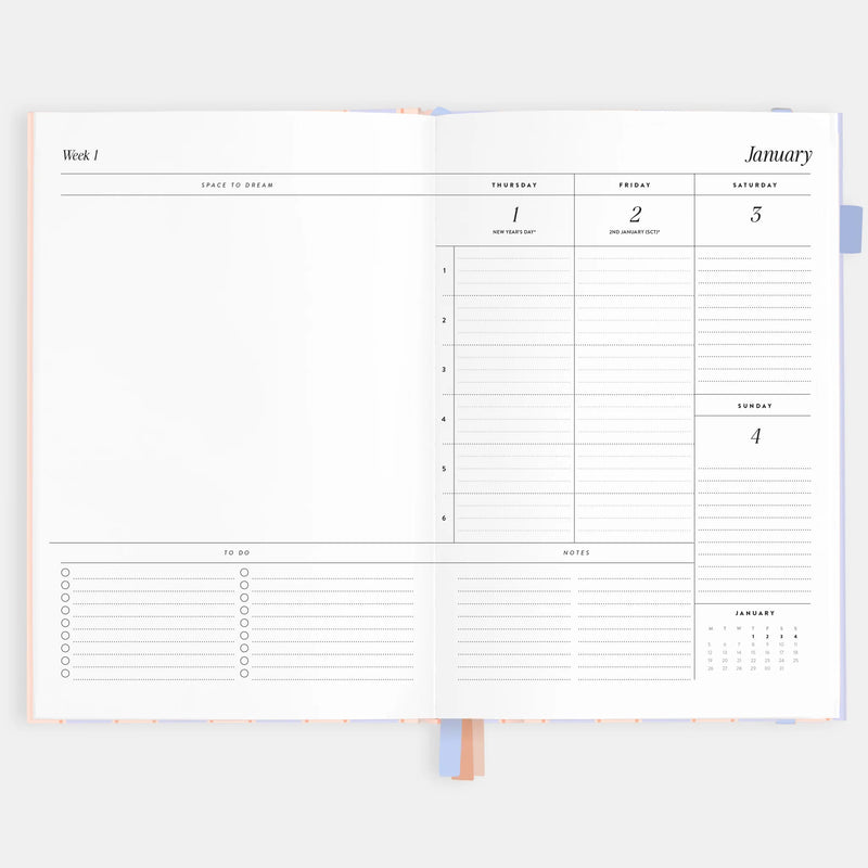 2026 A5 Academic Vertical Planner | Powder Stripe