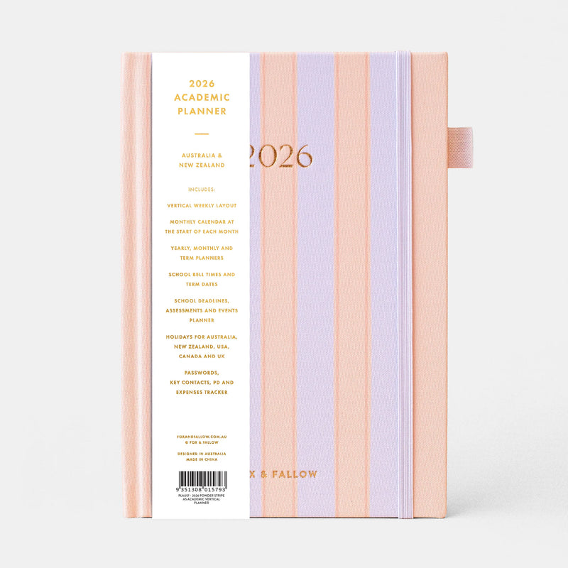 2026 A5 Academic Vertical Planner | Powder Stripe