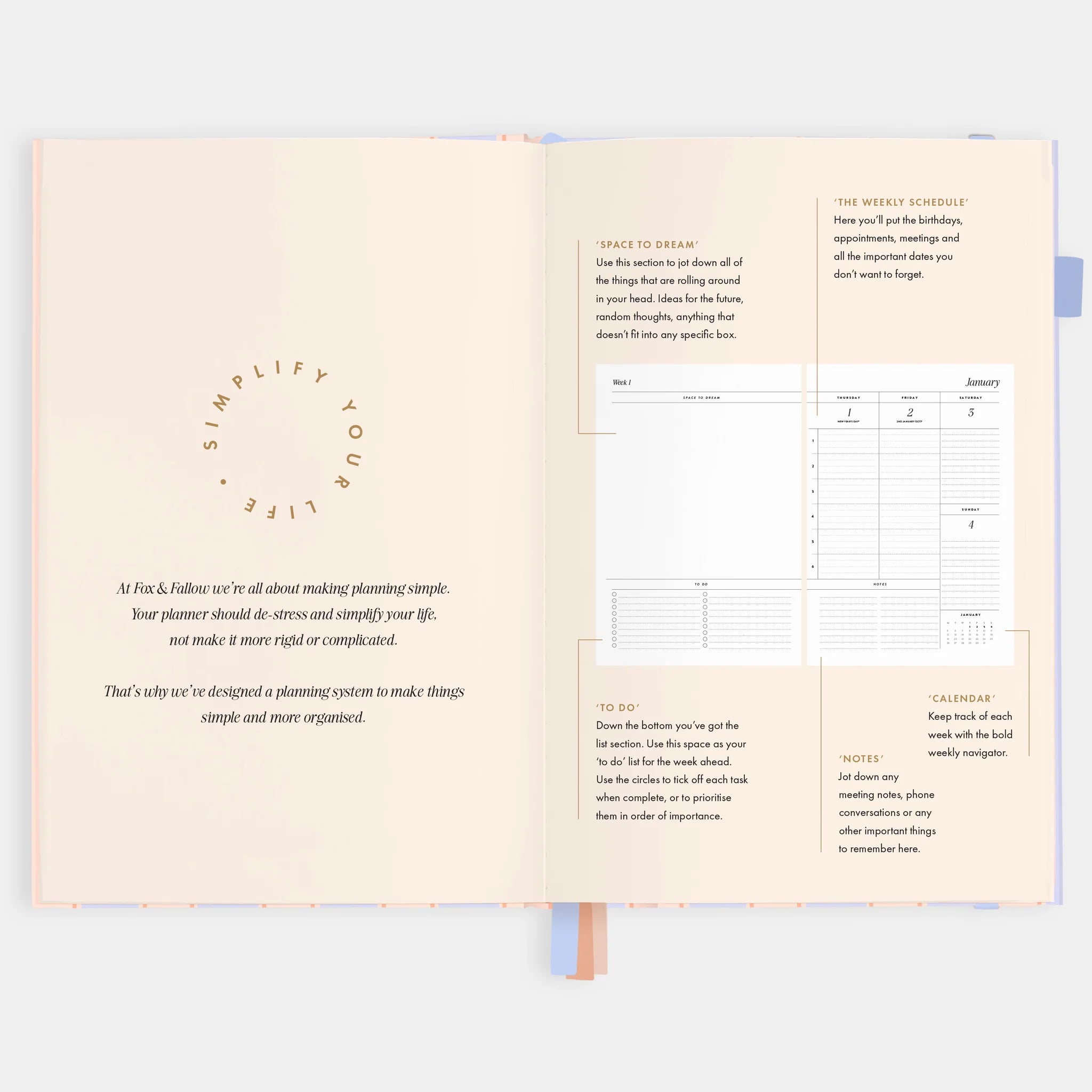 2026 A5 Academic Vertical Planner | Powder Stripe
