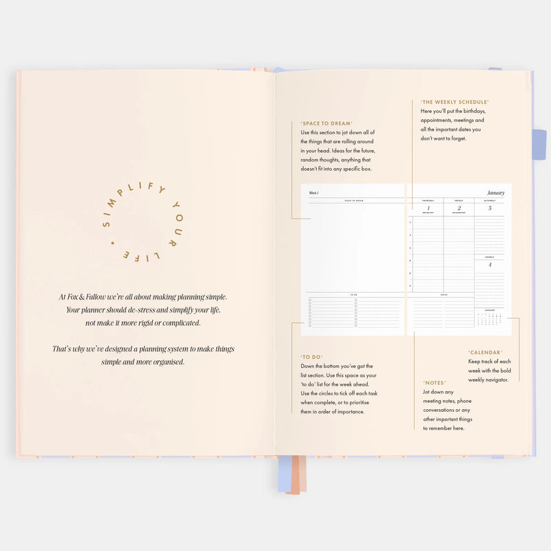 2026 A5 Academic Vertical Planner | Powder Stripe