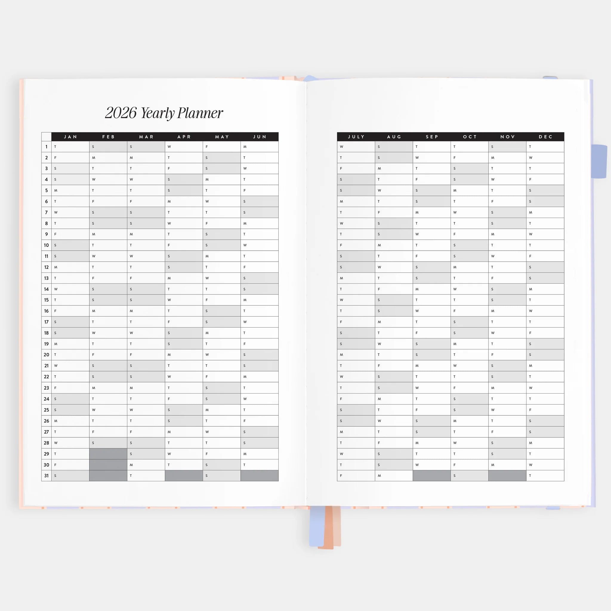 2026 A5 Academic Vertical Planner | Powder Stripe