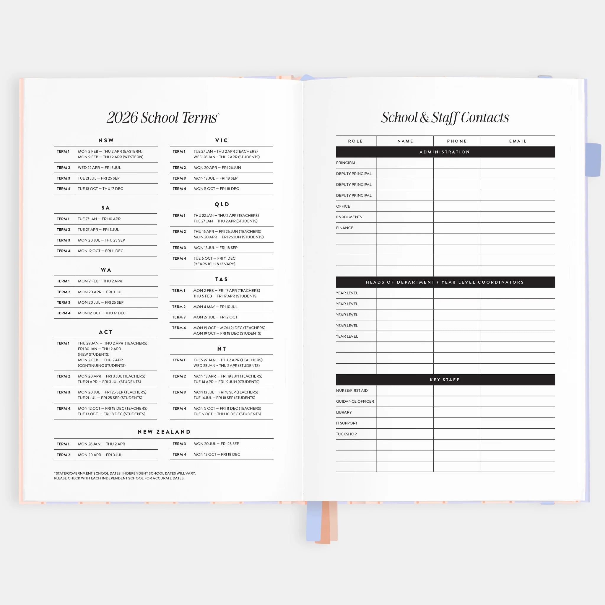 2026 A5 Academic Vertical Planner | Powder Stripe