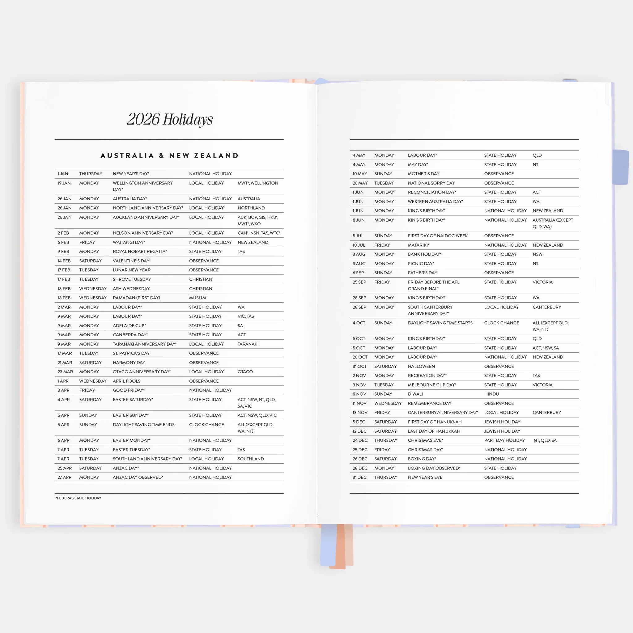 2026 A5 Academic Vertical Planner | Powder Stripe