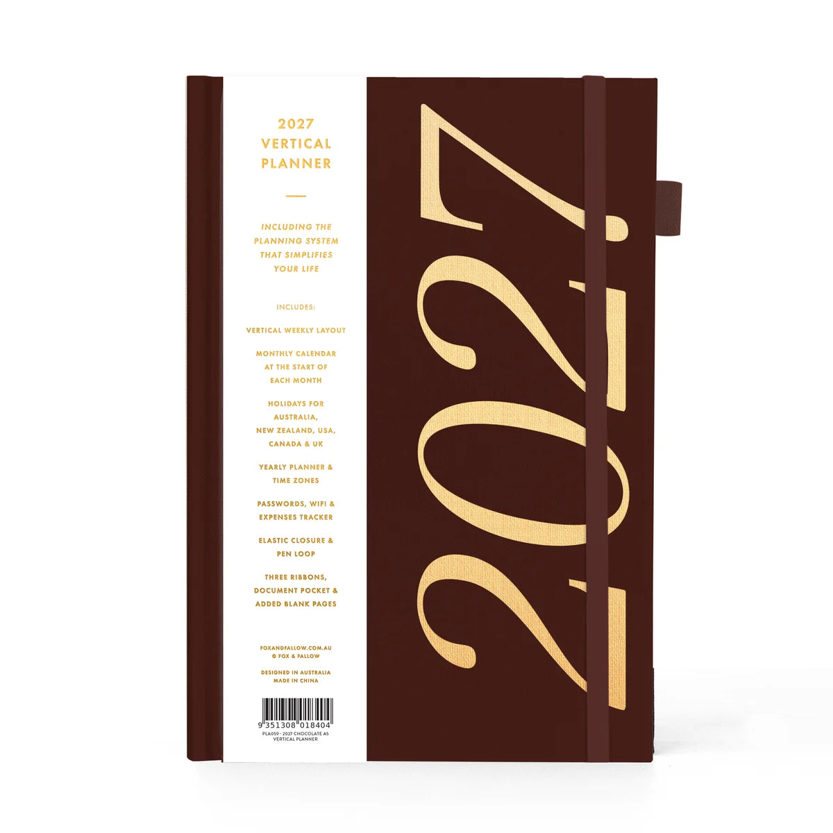 2027 A5 Vertical Planner | Chocolate