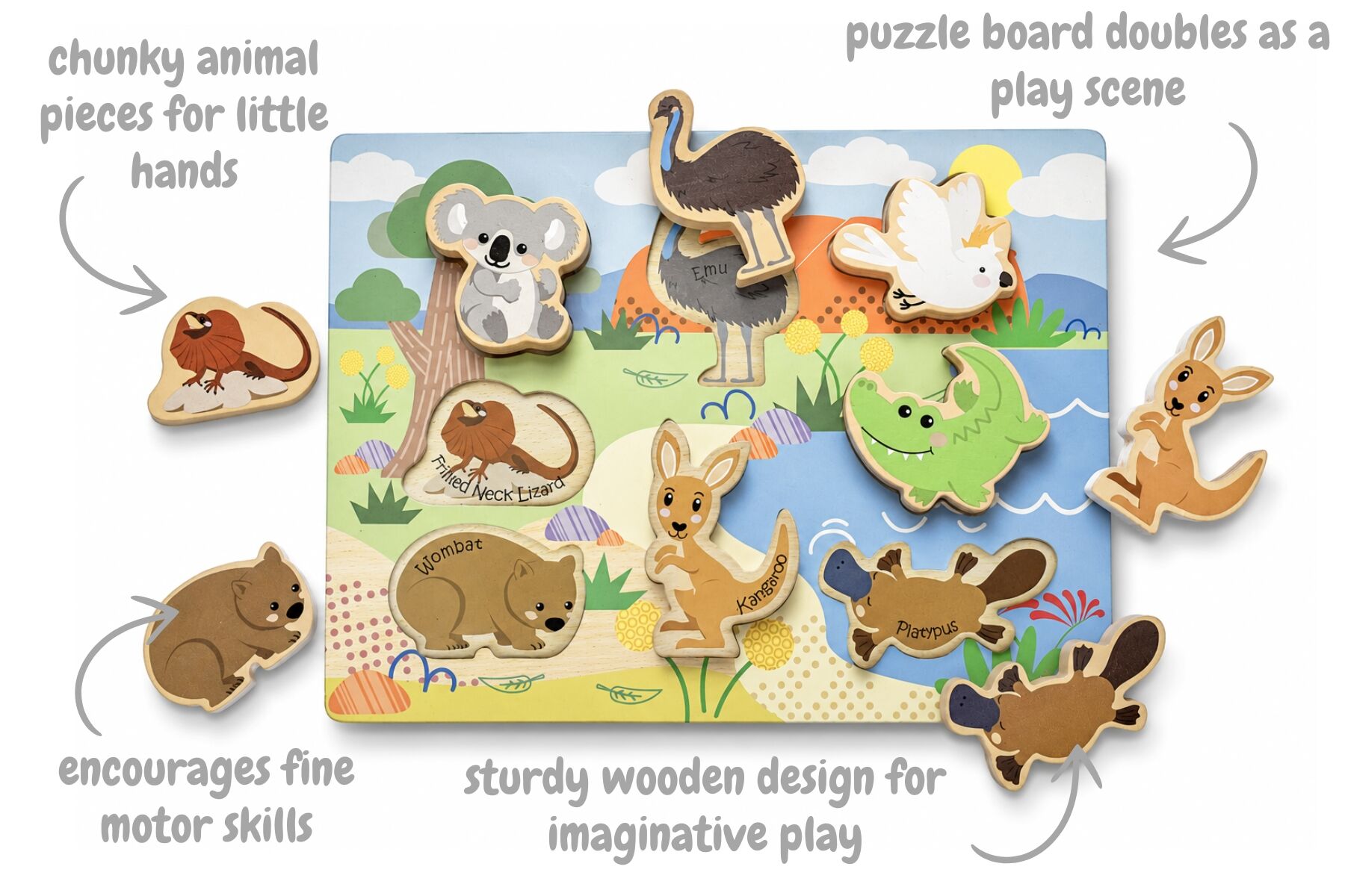 Bush Buddies Australian Animals Wooden Chunky Puzzle