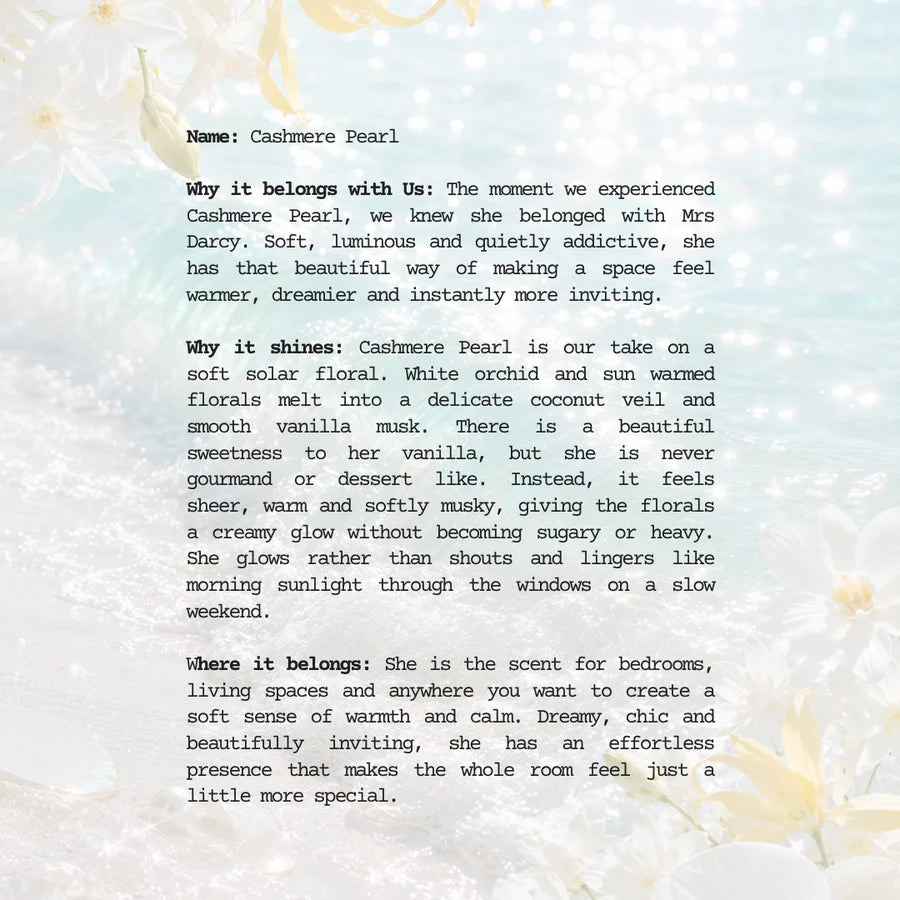 Candle Cashmere Pearl | White Orchid, Solar Florals, Coconut Veil + Vanilla Musk