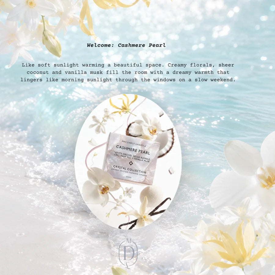 Candle Cashmere Pearl | White Orchid, Solar Florals, Coconut Veil + Vanilla Musk