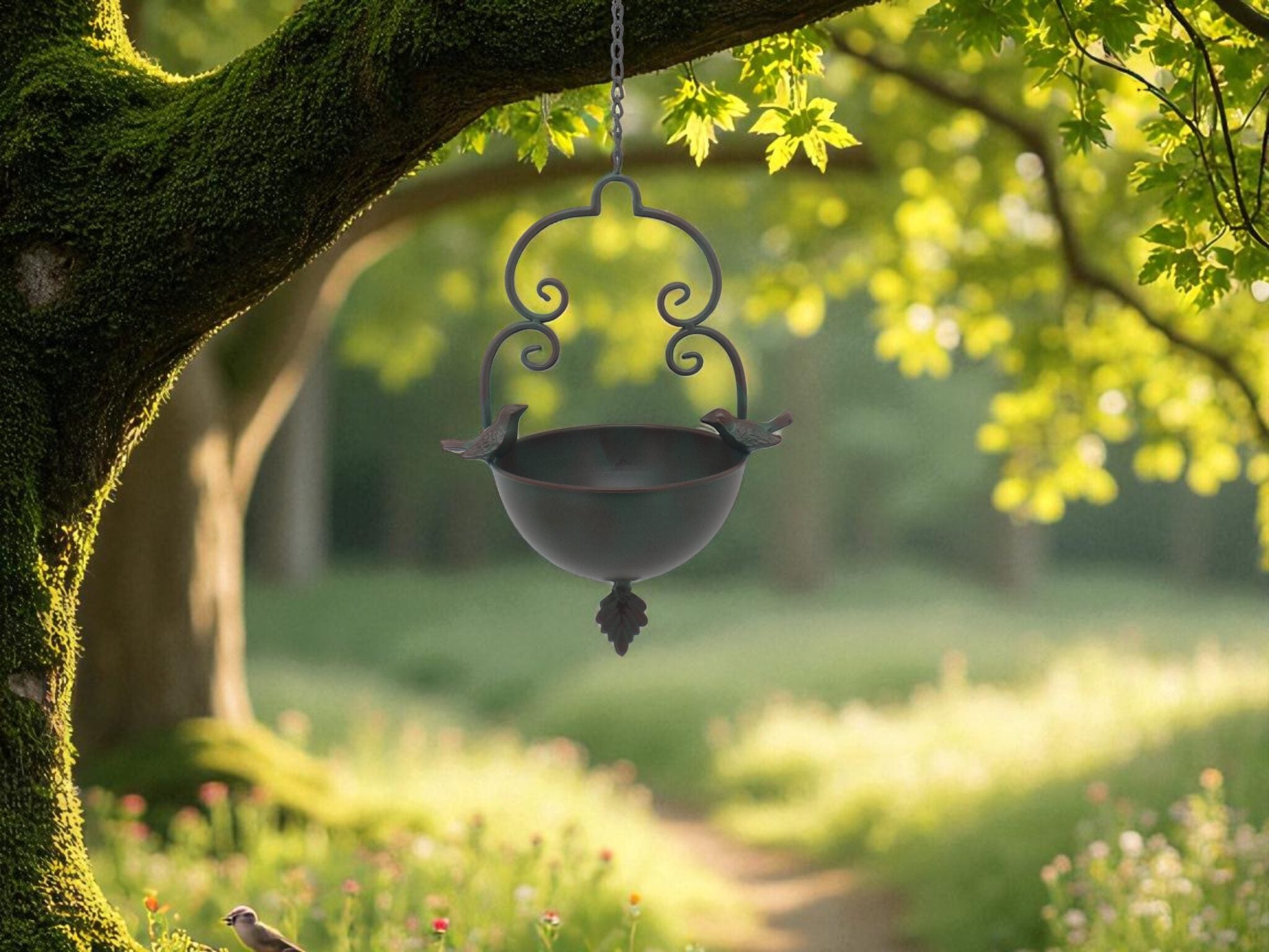 Antique Style Hanging Bird Bath Feeder