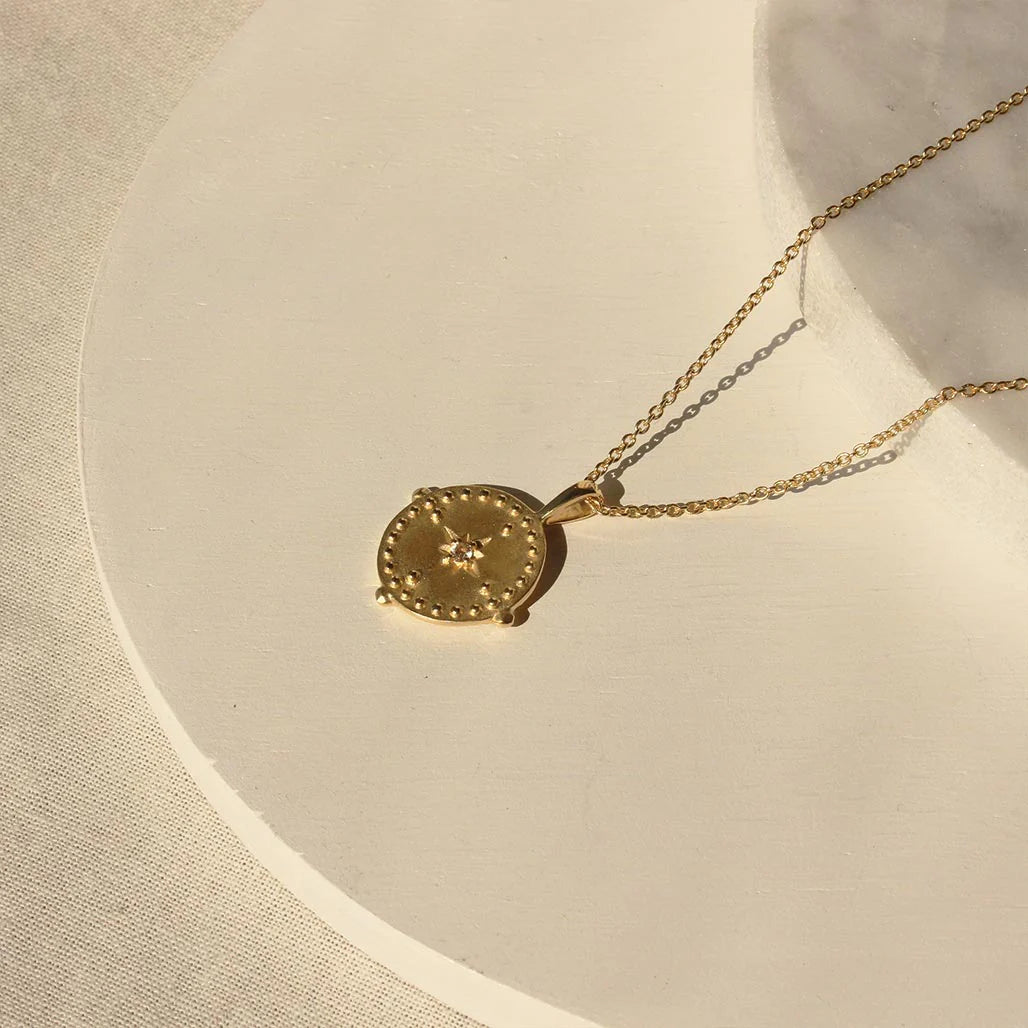 Pendant Disc Necklace | 18KT Yellow Gold Plate